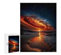 `500 PCS Jigsaw Puzzles for Teenagerss Jigsaw Celestial Firestorm at Sunset - Cosmic Galaxy Over Ocean Jigsaw for Adults Family Games Birthday Present Deal As Gifts for The Whole Family 500 PCS
