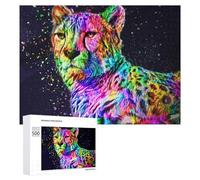 500 PCS Jigsaw Puzzles for Teenagerss Jigsaw Colorful Abstract Leopard Artwork Jigsaw Hands-on Game Improve Memory for Birthday, Chrismas 500 PCS