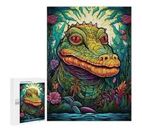 500 PCS Jigsaw Puzzles for Teenagerss Jigsaw Colorful Crocodile in Lush Jungle Puzzle for Adults Relax Games Improve Memory for Birthday, Chrismas 500 PCS