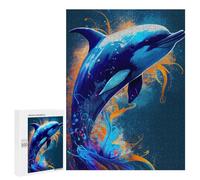 500 PCS Jigsaw Puzzles for Teenagerss Jigsaw Colorful Dolphin Splash Adult Jigsaw Brain Teaser Game Hand Speed Race Stress Reduction Gifts 500 PCS