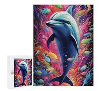 500 PCS Jigsaw Puzzles for Teenagerss Jigsaw Colorful Dolphin Underwater Scene Jigsaw Hands-on Game Improve Memory for Birthday, Chrismas 500 PCS