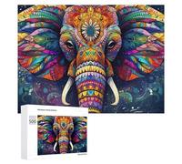 500 PCS Jigsaw Puzzles for Teenagerss Jigsaw Colorful Elephant Mandala Artwork Jigsaw Hands-on Game Improve Memory for Birthday, Chrismas 500 PCS