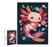 500 PCS Jigsaw Puzzles for Teenagerss Jigsaw Cute Axolotl with Bubbles Jigsaws for Adults Family Games For Family Fun Deal As Gifts for The Whole Family 500 PCS