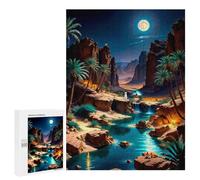500 PCS Jigsaw Puzzles for Teenagerss Jigsaw Desert Oasis Under The Moonlight Puzzle for Adults Relax Games Improve Memory for Birthday, Chrismas 500 PCS