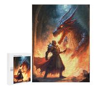500 PCS Jigsaw Puzzles for Teenagerss Jigsaw Dragon Confrontation A Hero's Stand Adult Jigsaw Brain Teaser Game Hand Speed Race Stress Reduction Gifts 500 PCS