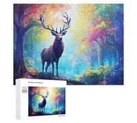 500 PCS Jigsaw Puzzles for Teenagerss Jigsaw Enchanted Forest with Majestic Deer Jigsaw Hands-on Game Improve Memory for Birthday, Chrismas 500 PCS