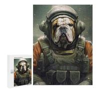 500 PCS Jigsaw Puzzles for Teenagerss Jigsaw English Bulldog Soldier Puzzles for Adults Brain Teaser Game But Fun And Humorous Help The Brain Exercise 500 PCS