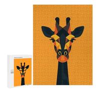 `500 PCS Jigsaw Puzzles for Teenagerss Jigsaw Geometric Giraffe Vector Portrait on Orange Jigsaw for Adults Family Games Birthday Present Deal As Gifts for The Whole Family 500 PCS