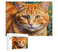 500 PCS Jigsaw Puzzles for Teenagerss Jigsaw Ginger Cat Portrait Jigsaw Hands-on Game Improve Memory for Birthday, Chrismas 500 PCS