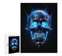 500 PCS Jigsaw Puzzles for Teenagerss Jigsaw Glowing Blue Skull Artwork Puzzle for Adults Relax Games Improve Memory for Birthday, Chrismas 500 PCS