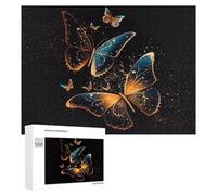 500 PCS Jigsaw Puzzles for Teenagerss Jigsaw Golden Butterflies in Twilight Dance Jigsaw Hands-on Game Improve Memory for Birthday, Chrismas 500 PCS