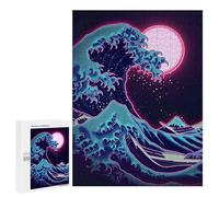 500 PCS Jigsaw Puzzles for Teenagerss Jigsaw Hoksau Wave Neon in Moon Adult Jigsaw Brain Teaser Game Hand Speed Race Stress Reduction Gifts 500 PCS
