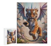 `500 PCS Jigsaw Puzzles for Teenagerss Jigsaw Hybrid Tiger Cub Dragon With Wings Jigsaw for Adults Family Games Birthday Present Deal As Gifts for The Whole Family 500 PCS