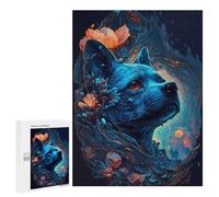 500 PCS Jigsaw Puzzles for Teenagerss Jigsaw Magical Blue Canine Portrait Adult Jigsaw Brain Teaser Game Hand Speed Race Stress Reduction Gifts 500 PCS