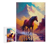 500 PCS Jigsaw Puzzles for Teenagerss Jigsaw Mountain Horse Reflection Adult Jigsaw Brain Teaser Game Hand Speed Race Stress Reduction Gifts 500 PCS