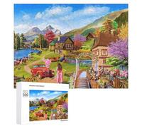 500 PCS Jigsaw Puzzles for Teenagerss Jigsaw Mountain Village with Rainbow Jigsaw Puzzle Jigsaw Hands-on Game Improve Memory for Birthday, Chrismas 500 PCS