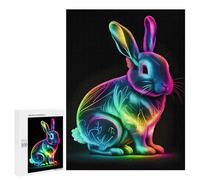 500 PCS Jigsaw Puzzles for Teenagerss Jigsaw Neon Rainbow Bunny Jigsaw Hands-on Game Improve Memory for Birthday, Chrismas 500 PCS
