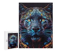 500 PCS Jigsaw Puzzles for Teenagerss Jigsaw Neon Tiger Portrait -1 Adult Jigsaw Brain Teaser Game Hand Speed Race Stress Reduction Gifts 500 PCS