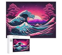 500 PCS Jigsaw Puzzles for Teenagerss Jigsaw Neon Wave A Vibrant Fusion of Nature And Motion Puzzle for Adults Relax Games Improve Memory for Birthday, Chrismas 500 PCS