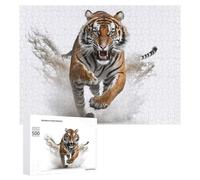 500 PCS Jigsaw Puzzles for Teenagerss Jigsaw Powerful Tiger in Action Jigsaw Hands-on Game Improve Memory for Birthday, Chrismas 500 PCS