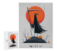 `500 PCS Jigsaw Puzzles for Teenagerss Jigsaw Time’s Up - Grim Reaper Halloween Art Jigsaw for Adults Family Games Birthday Present Deal As Gifts for The Whole Family 500 PCS