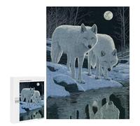 500 PCS Jigsaw Puzzles for Teenagerss Jigsaw Two White Wolves Under Moonlight Adult Jigsaw Toy Wall Decor Difficult Hard Help The Brain Exercise 500 PCS