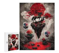 `500 PCS Jigsaw Puzzles for Teenagerss Jigsaw Unicorn on Floating Island with Red Moon Jigsaw for Adults Family Games Birthday Present Deal As Gifts for The Whole Family 500 PCS