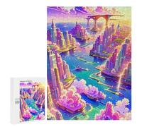 500 PCS Jigsaw Puzzles for Teenagerss Jigsaw Vibrant Future Cityscape Adult Jigsaw Brain Teaser Game Hand Speed Race Stress Reduction Gifts 500 PCS