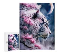 500 PCS Jigsaw Puzzles for Teenagerss Jigsaw White Tiger Moonlit Blossom Jigsaw Hands-on Game Improve Memory for Birthday, Chrismas 500 PCS