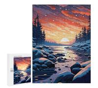 500 PCS Jigsaw Puzzles for Teenagerss Jigsaw Winter Sunset River Adult Jigsaw Puzzle Hands-on Game Hand Speed Race for Birthday, Chrismas 500 PCS