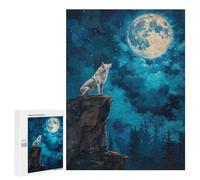 500 PCS Jigsaw Puzzles for Teenagerss Jigsaw Wolf Howl in Moon Night Adult Jigsaw Brain Teaser Game Hand Speed Race Stress Reduction Gifts 500 PCS