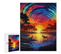 500 PCS Jigsaw Puzzles for Teenagerss Jigsaw Zebra Serenity Sunset Reflections Puzzle for Adults Relax Games Improve Memory for Birthday, Chrismas 500 PCS