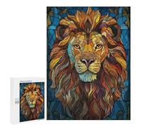 500 PCS Jigsaw Puzzles for Teenagerss Lion Head Stained Glass Adult Jigsaw Toy Wall Decor Precision Cutting Unique Birthday And Gifts 500 PCS