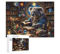 500 PCS Jigsaw Puzzles for Teenagerss Magical Koala in Enchanted Library Jigsaw Puzzle Toy Wall Decor Difficult Hard Unique Birthday And Xmas Gifts 500 PCS