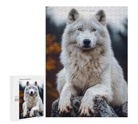 500 PCS Jigsaw Puzzles for Teenagerss Majestic White Wolf Portrait Puzzle For Teenagerss Difficult Challenge Educational Challenge Family Fun & Game Night 500 PCS