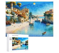 500 PCS Jigsaw Puzzles for Teenagerss Medieval Coastal Village Scene Jigsaw Puzzle Toy Wall Decor Difficult Hard Unique Birthday And Xmas Gifts 500 PCS