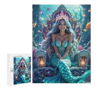 500 PCS Jigsaw Puzzles for Teenagerss Mermaid Queen on Throne Puzzle For Teenagerss Difficult Challenge Educational Challenge Family Fun & Game Night 500 PCS
