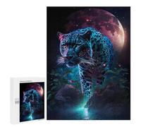 500 PCS Jigsaw Puzzles for Teenagerss Neon Leopard in Space Jigsaw Puzzle Toy Wall Decor Difficult Hard Unique Birthday And Xmas Gifts 500 PCS