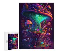 500 PCS Jigsaw Puzzles for Teenagerss Neon Mushroom Fantasy Puzzle for Adults Relaxing Games Improve Memory Fun Activities at Home 500 PCS