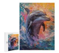 500 PCS Jigsaw Puzzles for Teenagerss Palette Dolphin Painting Puzzles for Adults DIY Toys Difficult Challenge Stress Reduction Gifts 500 PCS