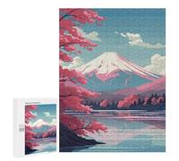 500 PCS Jigsaw Puzzles for Teenagerss Pink Mount Fuji Sakura Puzzles for Adults Brain Teaser Game Analysis And Logic Christmas Birthday Gifts 500 PCS