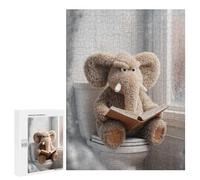 500 PCS Jigsaw Puzzles for Teenagerss Plush Elephant Reading on Toilet Puzzle For Teenagerss Difficult Challenge Educational Challenge Family Fun & Game Night 500 PCS