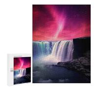 500 PCS Jigsaw Puzzles for Teenagerss Red Northern Lights at Sky Puzzles for Adults Brain Teaser Game Analysis And Logic Christmas Birthday Gifts 500 PCS
