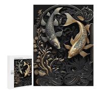 500 PCS Jigsaw Puzzles for Teenagerss Silver Golden Japan Fish Puzzle For Teenagerss Difficult Challenge Educational Challenge Family Fun & Game Night 500 PCS