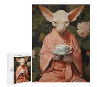 500 PCS Jigsaw Puzzles for Teenagerss Sphynx Cat with Kimono Adult Jigsaw Toy Wall Decor Precision Cutting Unique Birthday And Gifts 500 PCS