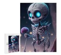 500 PCS Jigsaw Puzzles for Teenagerss Spooky Skeleton with Glowing Eyes Jigsaw Puzzle Toy Wall Decor Difficult Hard Unique Birthday And Xmas Gifts 500 PCS