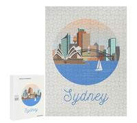 500 PCS Jigsaw Puzzles for Teenagerss Sydney City Illustration Adult Jigsaw Puzzle Family Games Improve Memory Help The Brain Exercise 500 PCS