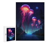 500 PCS Jigsaw Puzzles for Teenagerss Synthwave Jellyfish Puzzles for Adults Brain Teaser Game Analysis And Logic Christmas Birthday Gifts 500 PCS