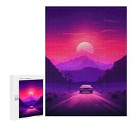 500 PCS Jigsaw Puzzles for Teenagerss Synthwave Sunset Car Jigsaw for Adults Hands-on Game Difficult Hard Unique Birthday And Gifts 500 PCS