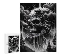 500 PCS Jigsaw Puzzles for Teenagerss Thundering Skull Stormscape Adult Jigsaw Puzzle Anti-Stress Toys Wall Decoration Fun at Home Activities, 500 PCS